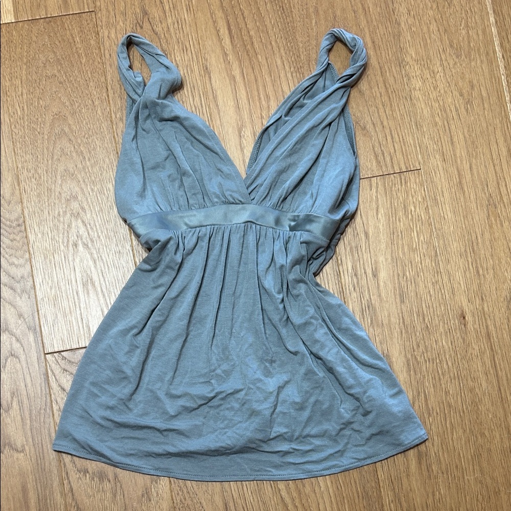 Y2K Bitten by Sarah Jessica Parker Light Gray Babydoll Blouse - Picture 2 of 4